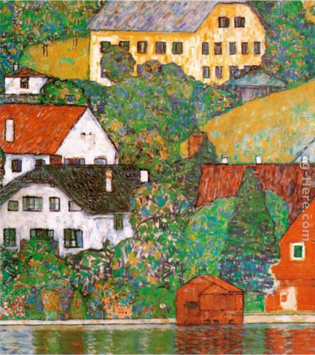 Houses at Unterach painting - Gustav Klimt Houses at Unterach art painting